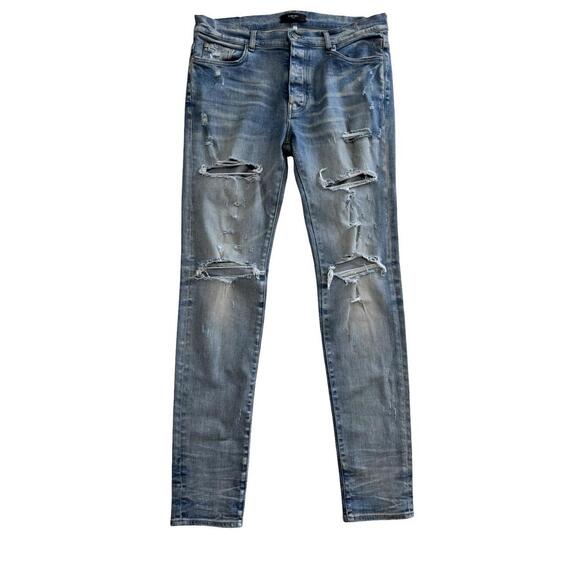 Amiri Thrasher Distressed Denim Jean Ripped Slim Fit Size 36 - Picture 1 of 7